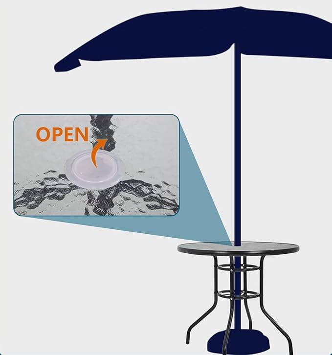 Outdoor Bar Table with Umbrella Hole, End Table with Glass Top - Photo 7