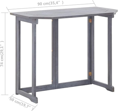 Balcony Table Grey Solid Acacia Wood Coffee Tables Outside Table for Picnic Backyard 35.4 x 19.7 x 29.1 in