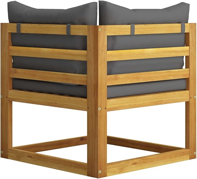 2-Seater Patio Bench with Dark Gray Cushions, Outdoor Acacia Wood Garden Bench with Weather-Resistant Oil Finish - Photo 5