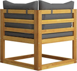 2-Seater Patio Bench with Dark Gray Cushions, Outdoor Acacia Wood Garden Bench with Weather-Resistant Oil Finish - Photo 5