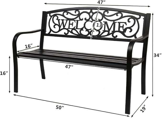50inch Outside Bench Seats Chair Patio Outdoor Garden Bench, Patio Park Bench, Front Porch Bench - Photo 7
