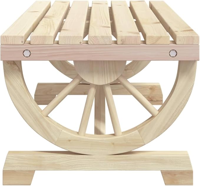 Patio Coffee Table 35.4"x19.7"x15.7" Solid Wood Fir,Solid Fir Wood Garden Coffee Table with Wagon Wheel Design for Outdoor, Patio, and Backyard Patio & Garden Tables