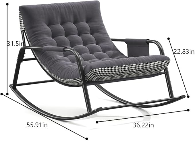Oversized Rocking Chair with Cushion and Armrests, Lounge Rocker Recliner for Living Room, Bedroom, Patio, Porch - Photo 2