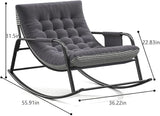 Oversized Rocking Chair with Cushion and Armrests, Lounge Rocker Recliner for Living Room, Bedroom, Patio, Porch - Photo 2