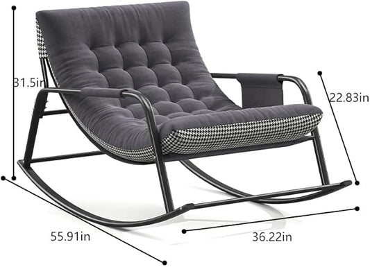Oversized Rocking Chair with Cushion and Armrests, Lounge Rocker Recliner for Living Room, Bedroom, Patio, Porch, Garden – Gray