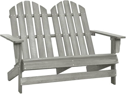2-Seater Patio Adirondack Chair Solid Wood Fir Gray, Suitable for patios, Gardens, Balconies
