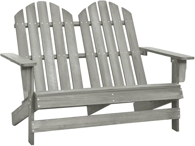 2-Seater Adirondack Chair Solid Wood Fir Gray Outdoor Patio Furniture for Garden, Backyard, Lawn & Poolside - Photo 1