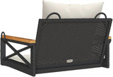 Swing Bench Black and Cream White with Cushions, 4-Piece Outdoor Patio Furniture Set for Garden, Backyard, Balcony - Photo 7