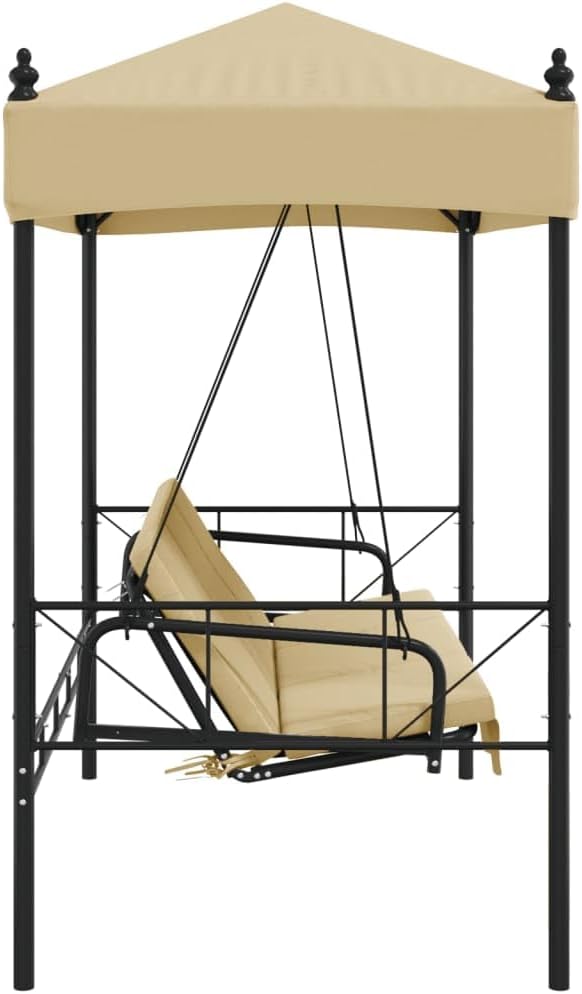 3-Person Convertible Garden Swing Bench, Outdoor Patio Porch Swing Bed with Canopy, Heavy-Duty Powder-Coated Steel Frame - Photo 6