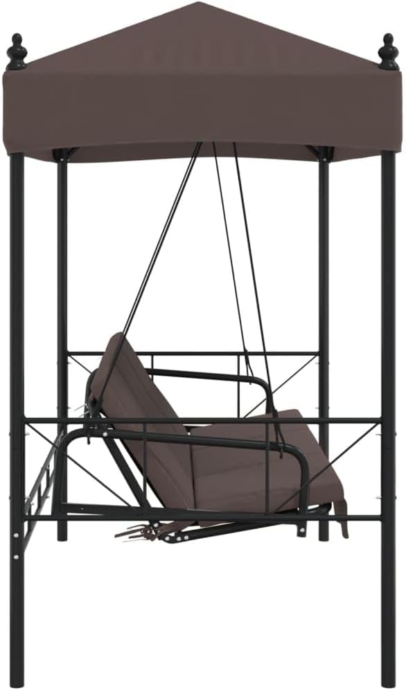 Garden Swing Bench for Patio, 3-Seater Outdoor Porch Swing with Adjustable Canopy, Convertible Bed - Photo 6