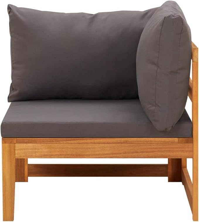 2 Piece Patio Lounge Set with Dark Gray Cushions Acacia Wood Outdoor Chairs Furniture Outdoor Patio Furniture Set - Photo 5