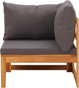 2 Piece Patio Lounge Set with Dark Gray Cushions Acacia Wood Outdoor Chairs Furniture Outdoor Patio Furniture Set - Photo 5