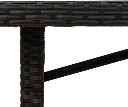 vidaXL Patio Table - Acacia Wood top/Black Poly Rattan/Garden/Durable Outdoor Furniture