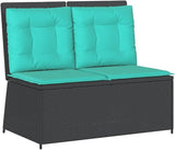 2-Person Reclining Patio Bench with Turquoise Cushions, Adjustable Backrest Outdoor Garden Sofa - Photo 3