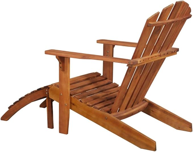 Chaise Lounge Chair Outdoor Furniture Patio Adirondack Chair with Footrest Solid Acacia WoodDesigned for Patio, Garden - Photo 3