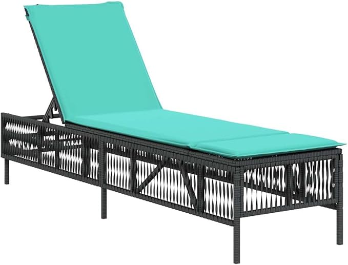 2-Pack Black Rattan Sun Lounger Set, 78", Adjustable Backrest, Cushions, Steel Frame, Patio/Garden/Pool - Photo 4