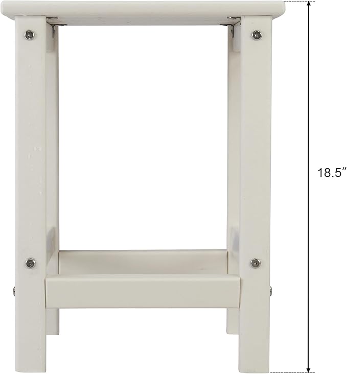 Beach Outdoor Side Table with 2 Layer Storage, Plastic Waterproof and UV Resistant HDPE Adirondack Coffee End Tables, All Weather for Patio, Backyard, Pool, Indoor Use (Square, White)