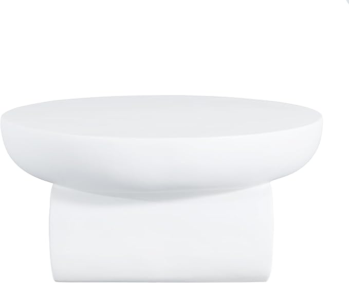 Christopher Knight Home Rico 27.5" Outdoor Coffee Table with Spherical and Cylinder Leg, MGO Round End Table with Ball Legs, No Assembly Patio Table for Poolside/Balcony/Backyard, White