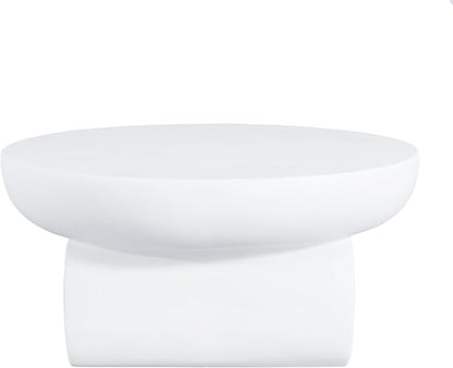 Christopher Knight Home Rico 27.5" Outdoor Coffee Table with Spherical and Cylinder Leg, MGO Round End Table with Ball Legs, No Assembly Patio Table for Poolside/Balcony/Backyard, White