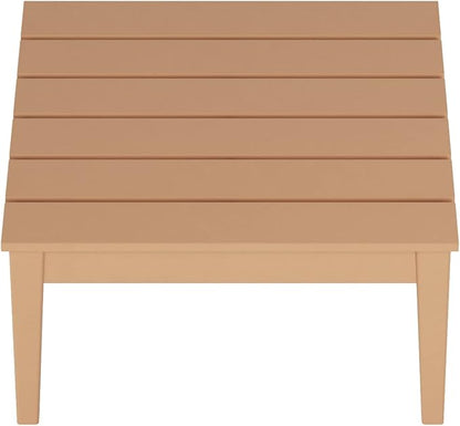 WestinTrends Ashore Outdoor Coffee Table, 32 Inch All Weather Poly Lumber Adirondack Patio Coffee Table Square Low Table, Teak