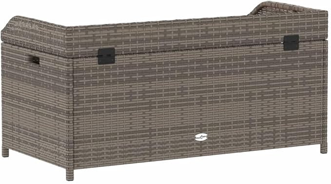 Garden Bench Deck Bench Storage Bench Gray 39.4"x19.7"x20.5" Poly Rattan and Acacia Wood