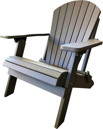 DuraWeather Poly® Classic King Size Folding Adirondack Chair (Birchwood Taupe)