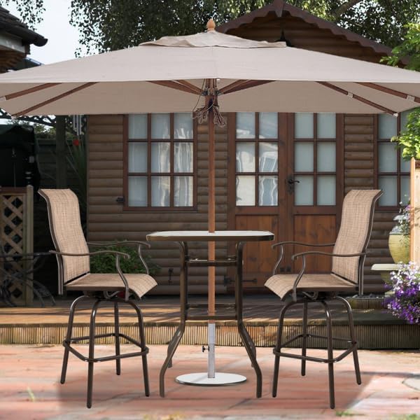 Outdoor Bar Table with Umbrella Hole, End Table with Glass Top - Photo 9