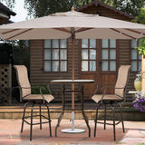 Outdoor Bar Table with Umbrella Hole, End Table with Glass Top - Photo 9
