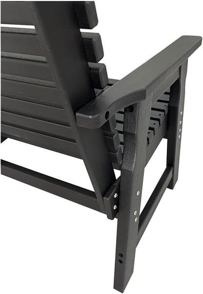 Poly Lumber Outdoor Bench, HDPE All-Weather Bench, Never Rots or Fades, for Patio, Porch, Garden and Park, 700 lbs Weight Capacity (2-Seater, Black)
