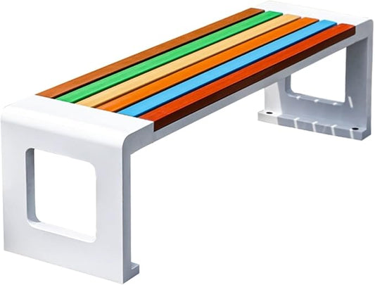 Outdoor Garden Bench, Metal Bench with Slatted Seat, Bench Park, Patio Bench, Backless Bench for Yard, Lawn, Porch(Multi-Colored,150cm/59in)