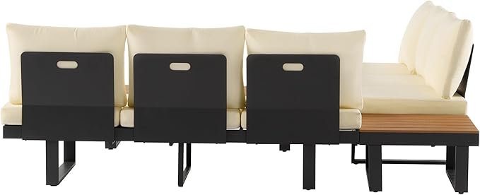 Outdoor Sectional Sofa Set with Adjustable Reclining Seats, L-Shaped or Straight Configurable Patio Conversation Set - Photo 5