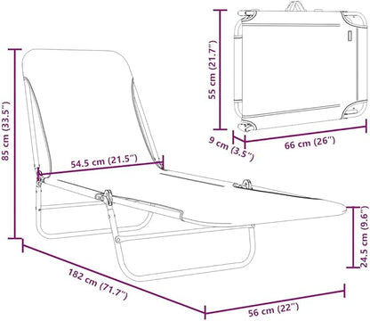 Red Folding Sun Lounger Set, 2-Pack, 71.7"x22"x9.6", Steel Frame, UV Fabric, for Garden Pool Camping