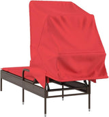Adjustable Patio Chaise Lounge with Retractable Canopy, Brown Poly-Rattan Outdoor Sunlounger 78.7x24.4x51.2 in - Photo 6