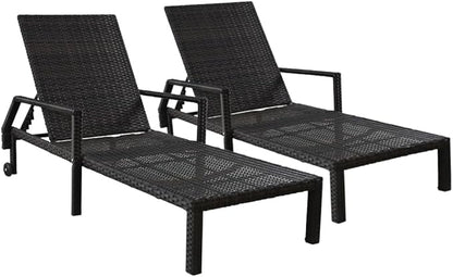 Outdoor Chaise Lounge Chair - Low-Maintenance, All-Weather Rattan Adjustable Recliner for Pool, Patio & Garden (2)
