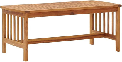 Vintage Acacia Wood Garden Bench 43.3 in, Cream White Cushions, Oiled Finish, Medium Outdoor Seating Set for Balcony, Patio, Porch, Backyard Relaxing