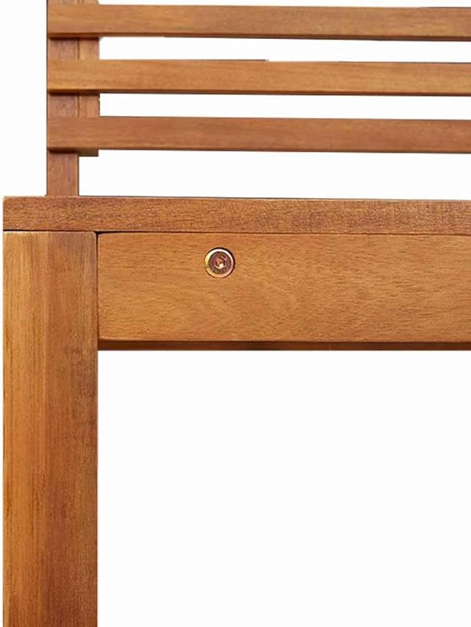 5-Piece Solid Acacia Wood Garden Bench Set in Brown, Rustic Outdoor Patio Furniture with Finished Back Design, Durable Rectangular Seating for Terrace and Backyard