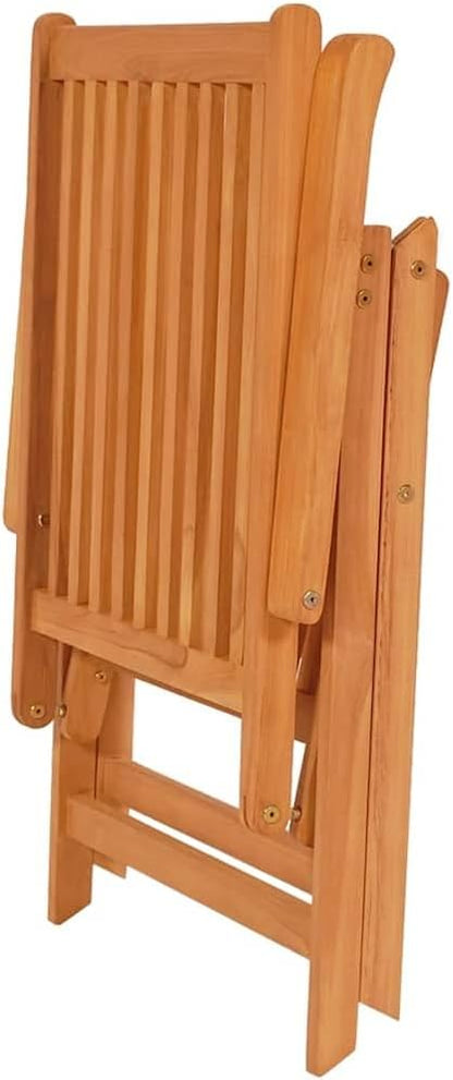 8 Piece Solid Teak Folding Dining Chairs for Outdoor Patio 28.1x22.4x42.9 in Reclining Lawn Furniture Set with 7 Angles for Garden Sunroom Backyard