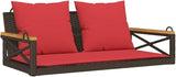 Patio Swing Bench 4-Piece Set with Cushions, Brown PE Rattan Outdoor Bench Garden Furniture for Patio, Balcony - Photo 2