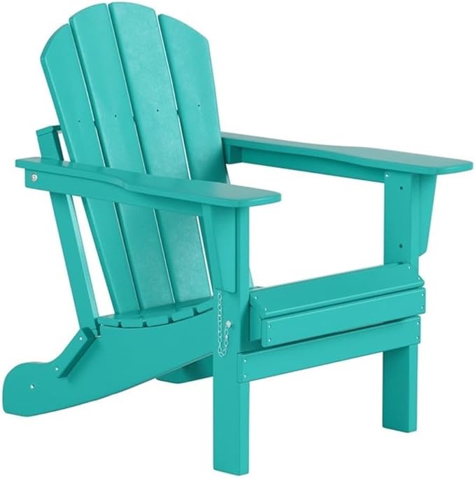 Costaelm Outdoor Folding Chair, Outdoor Seating Folding Firepit Chairs, All Weather Poly Adirondack Chair for Deck Backyard Garden Lawn Pool Patio, Turquoise