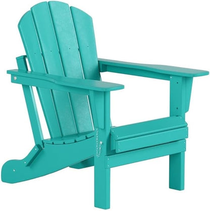 Costaelm Outdoor Folding Chair, Outdoor Seating Folding Firepit Chairs, All Weather Poly Adirondack Chair for Deck Backyard Garden Lawn Pool Patio, Turquoise