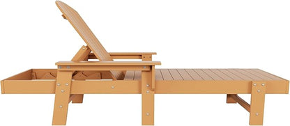 WestinTrends Dylan HDPE Outdoor Patio Poly Adirondack Reclining Chaise Lounge with Arms (Set of 2), Teak