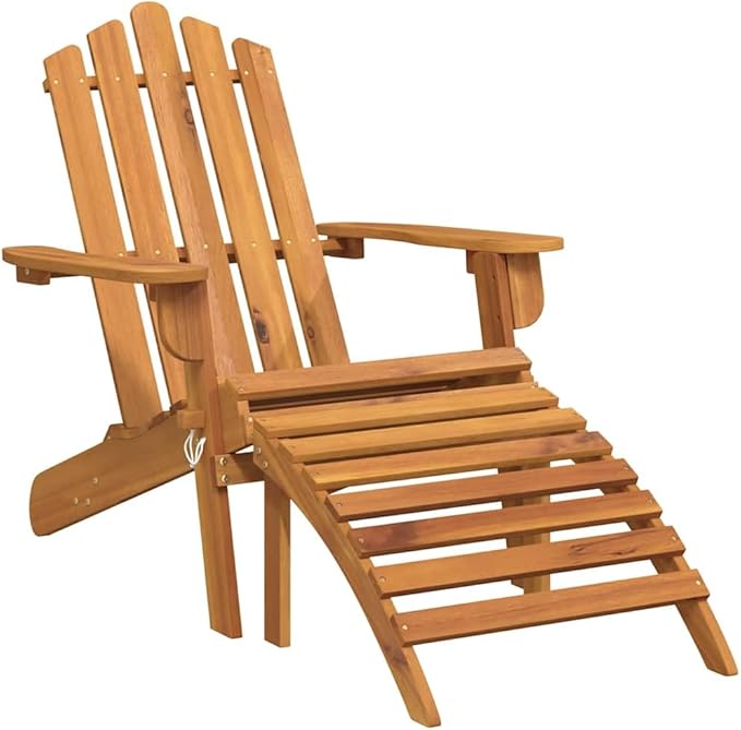 Solid Acacia Wood Folding Adirondack Chair Set of 2 - Photo 3