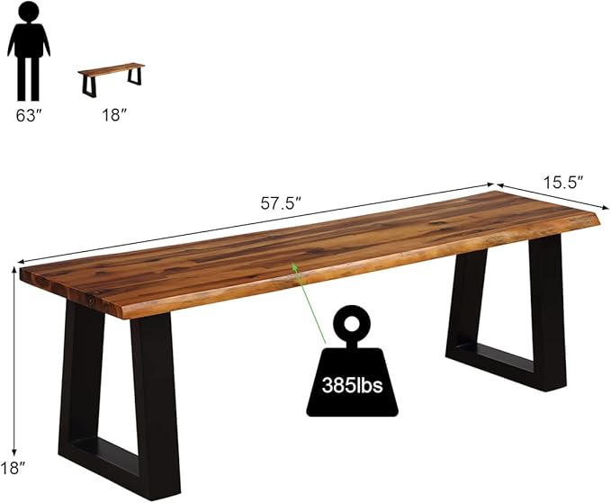 Giantex Set of 2 Wooden Dining Bench Seating Chair Rustic Indoor &Outdoor Furniture