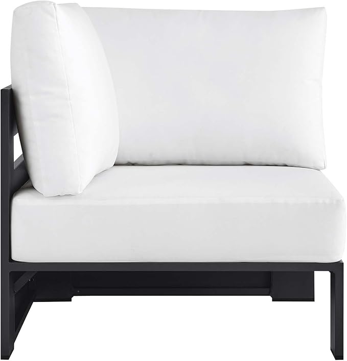 Modway Tahoe Aluminum Outdoor Sectional Corner Chair in Gray White with Weather-Resistant Cushions, Deep Seat Modular for Patio Furniture Lounge Set