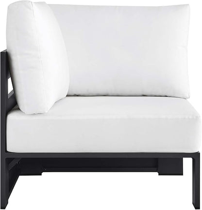 Modway Tahoe Aluminum Outdoor Sectional Corner Chair in Gray White with Weather-Resistant Cushions, Deep Seat Modular for Patio Furniture Lounge Set