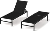 HAPPYGRILL Aluminum Chaise Lounge Chair, Heavy-Duty Patio Recliner W/ 6-Level Backrest & Breathable Fabric - Photo 1