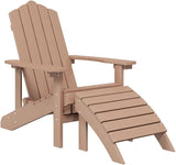 Outdoor Adirondack Chairs with Footstools Brown 2 pcs Patio Furniture HDPE Lounge Chairs for Garden, Terrace - Photo 4