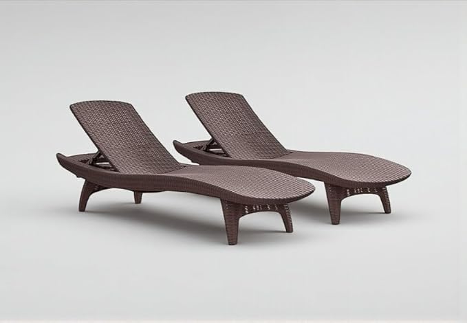 Outdoor Wicker Chaise Lounge Chairs, Adjustable Patio Furniture, Set of 2, (Dark Brown) - Photo 1