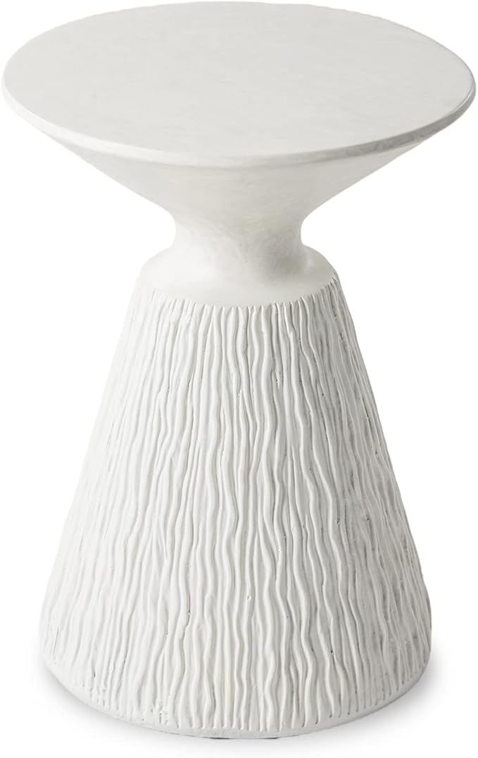 SUNBURY White Outdoor Side Table, Concrete Side Table, Mushroom Round Accent Table Plant Stand - Photo 8