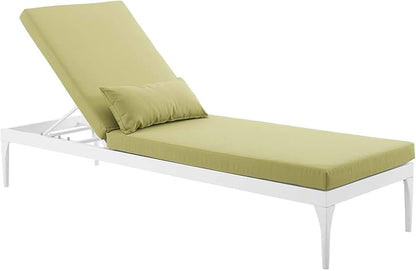 Modway EEI-3301-WHI-PER Perspective Cushion Outdoor Patio Chaise Lounge Chair in White Peridot